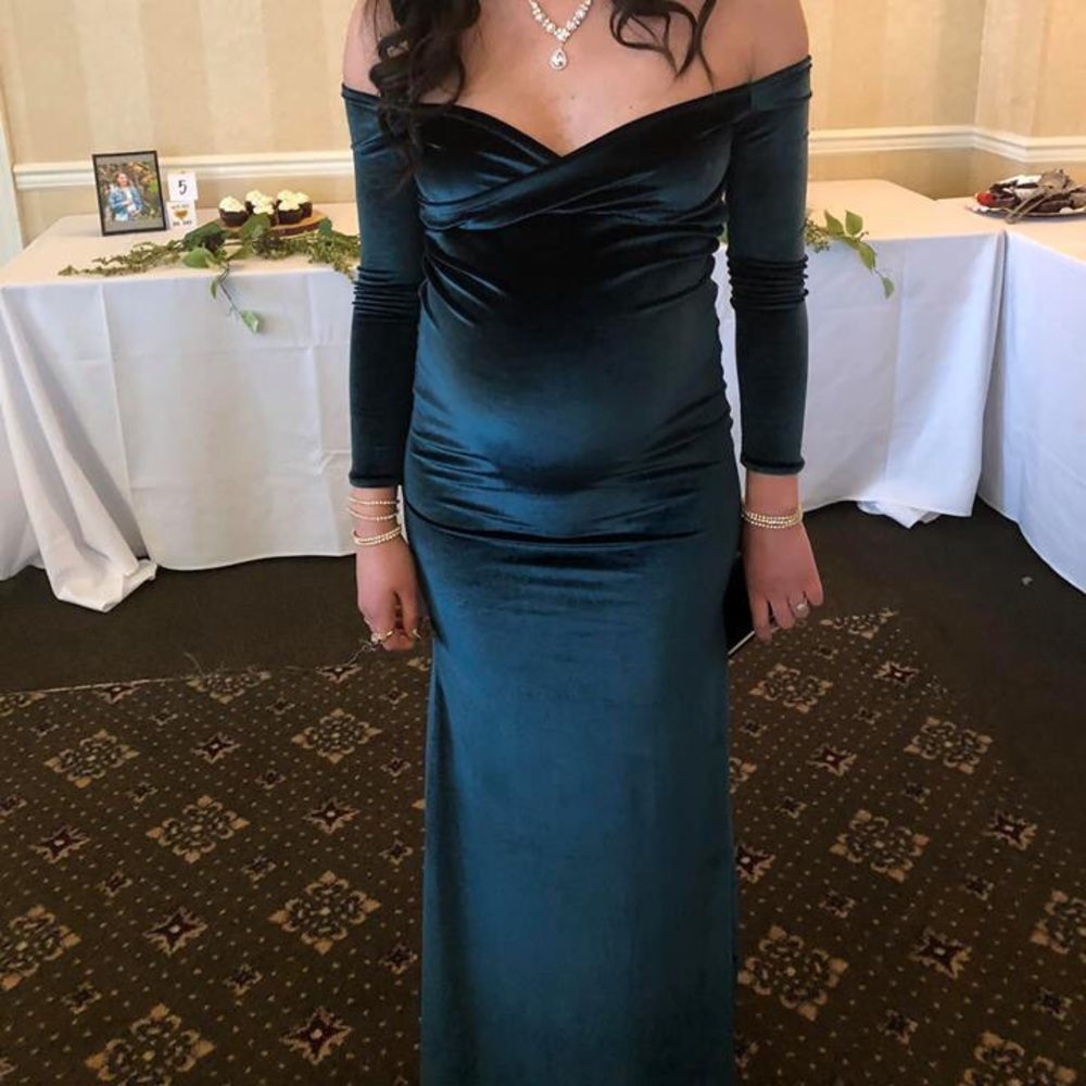 Hunter green velvet maxi dress maternity